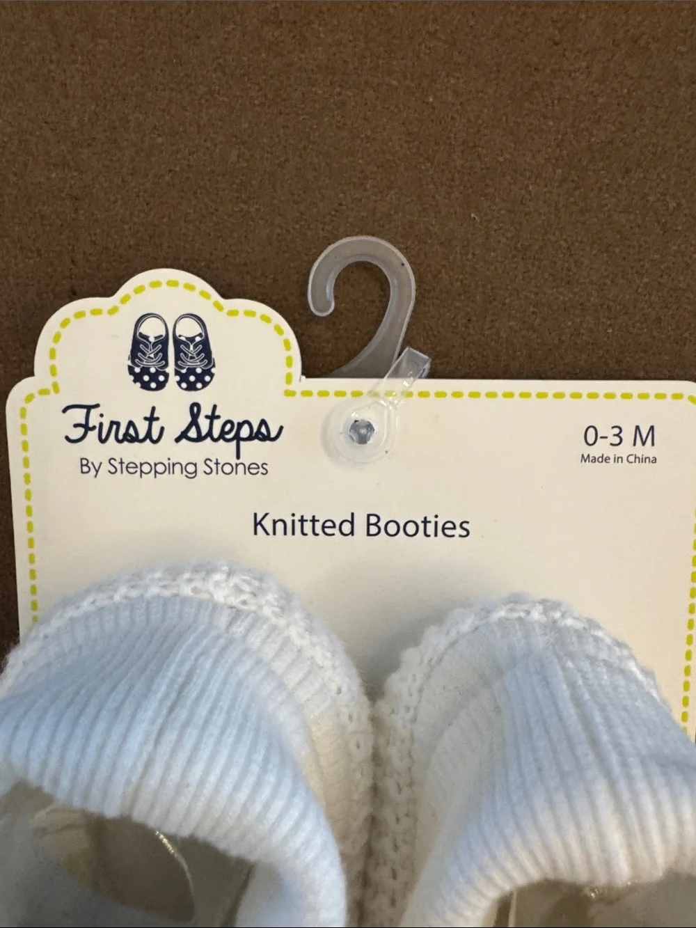 Cozy Knit Bear Baby Booties - White